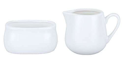 White Ceramic Creamer and Sugar Bowl Set
