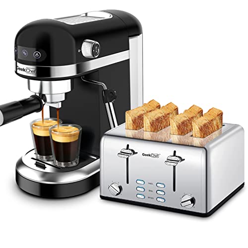 20 Bar Espresso Machine & 4-Slice Toaster Combo