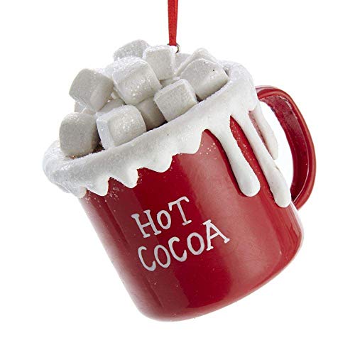 Kurt Adler Hot Cocoa Cup with Marshmallows Christmas Ornament - Festive Holiday Decor