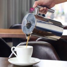 Decen Stainless Steel French Press with double-wall insulation, sleek design, and 8-cup capacity for versatile brewing. ☕✨