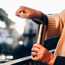 Hunt Brothers Manual Coffee Grinder with Static-Free Stainless-Steel Design and Cotton Travel Pouch 