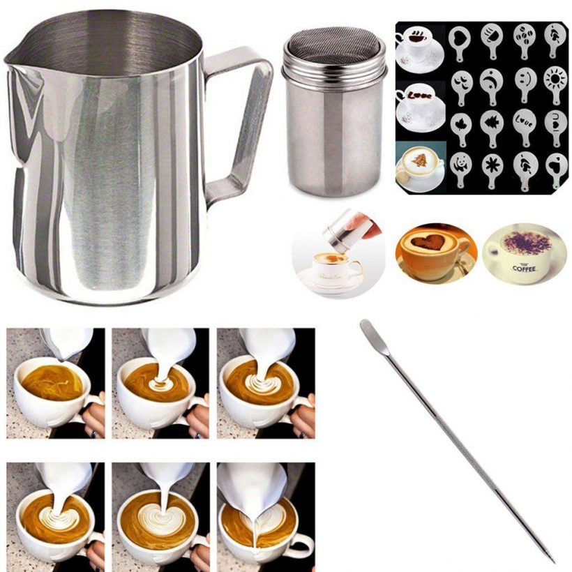 16 Pieces Cappuccino Barista Coffee Art Stencils Pen