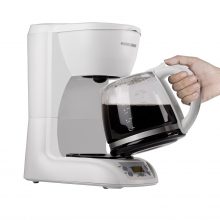 Black & Decker DLX1050W 12-cup programmable coffeemaker with glass carafe and sleek design, perfect for home or office use. 
