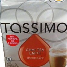 Pack of Tassimo Chai Tea Latte T-Discs, perfect for creating a creamy chai latte with every cup. 