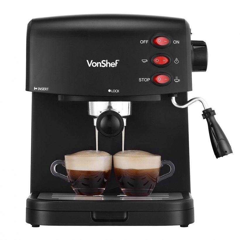 VonShef 15 Bar Pump Espresso Coffee Maker Machine