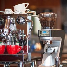 Baratza Sette 270 conical burr coffee grinder with grounds bin and built-in PortaHolder