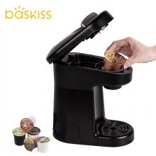 Baskiss Single Serve Coffee Maker with a compact design, quick brew technology, and reusable Solo filter for coffee and hot beverages. Perfect for small spaces and eco-friendly brewing.