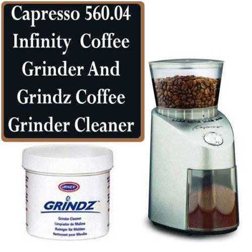 Capresso 560.04 Infinity Commercial Grade Conical Burr Coffee Grinder With Grindz Cleaner
