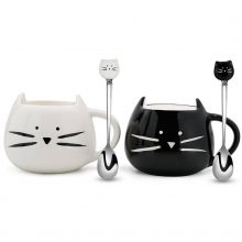 Koolkatkoo Cute Cat Ceramic Mugs and Spoons