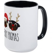 Merry Pugmas Santa & Reindeer Pugs Coffee Mug