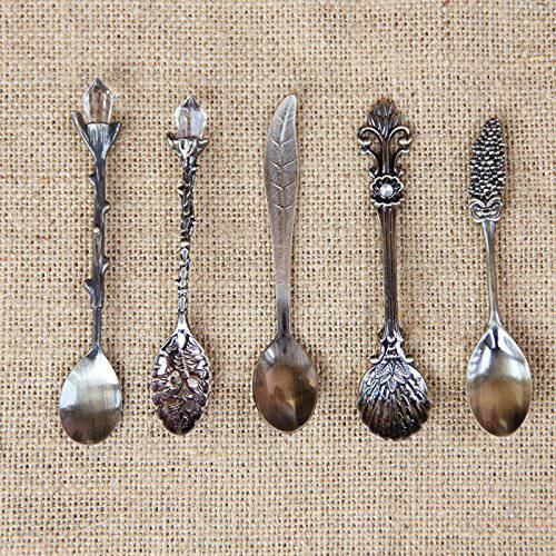 Vintage Royal Style Metal Carved Mini Coffee Spoons