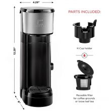 Chefman Pod Coffee Maker K-Cup InstaBrew Brewer with Reusable Filter and Compact Design 
