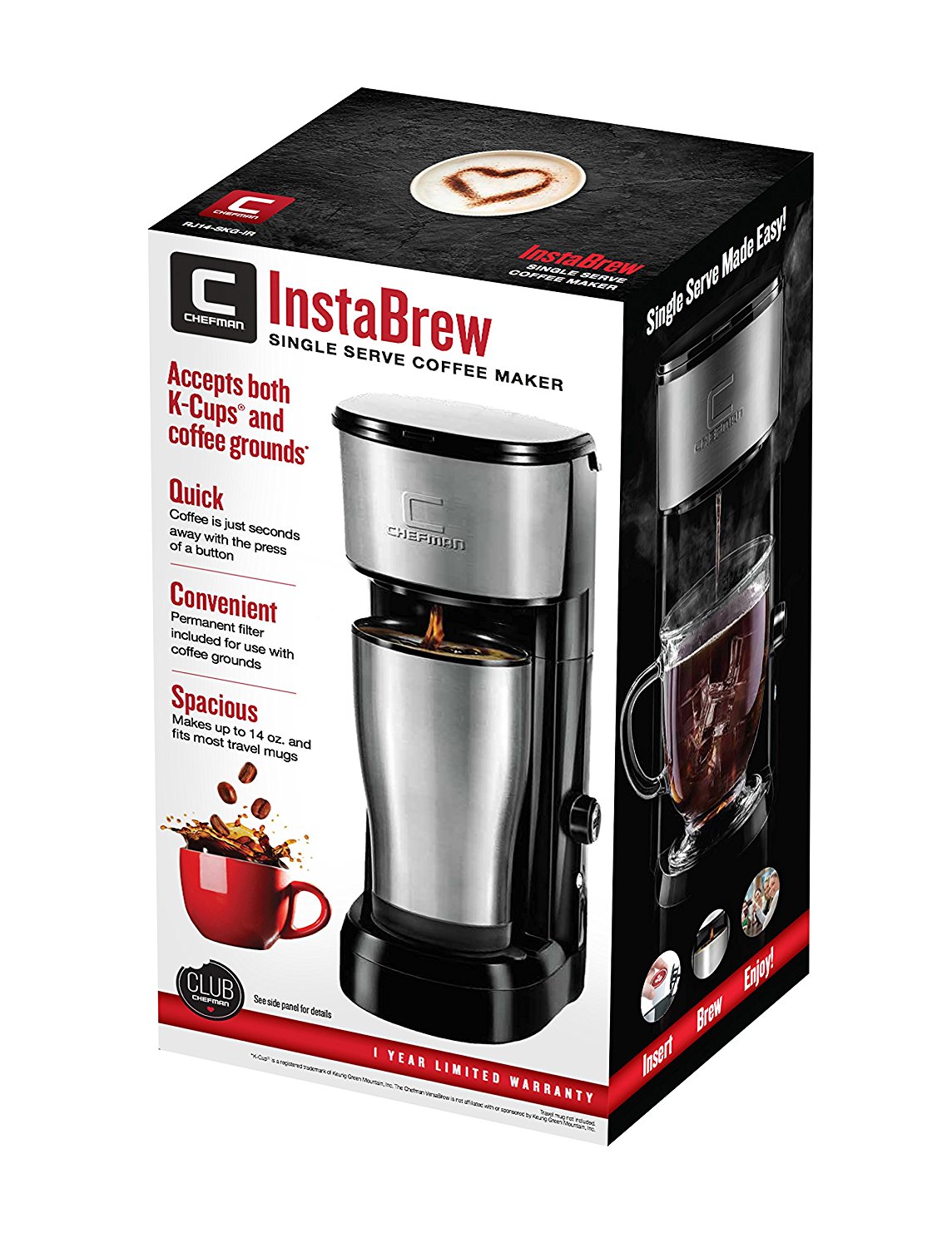 Chefman Pod Coffee Maker K-Cup InstaBrew Brewer SALE ...