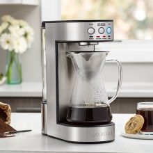 Gourmia GCM4900 Automatic Pour Over Coffee Maker with Glass Carafe and Timer – Sleek Stainless Steel Design for Perfect Brews 