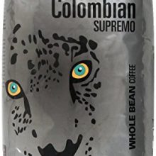 A 3-pound bag of Kirkland Signature 100% Colombian Supremo Whole Bean Coffee, rich in flavor and aroma. 