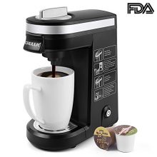 CHULUX Single Serve Coffee Maker in sleek black, perfect for K-Cups and compact spaces. 