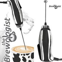Brewologist Turbo Frother – Handheld Electric Frother with Powerful 30W Motor for Frothing Milk, Making Cappuccinos, Frappe, Protein Shakes, and Bulletproof Coffee. Elegant Chrome Finish for Stylish Kitchens. 