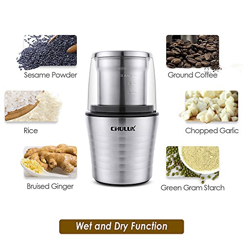 CHULUX Electric Coffee Bean & Spice Grinder for Dry Grinding and