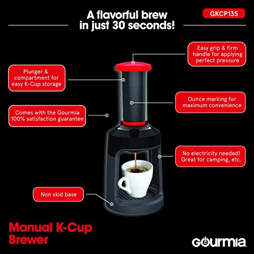 Coffee Machine, Gourmia GKCP135 Manual Coffee Brewer Single Serve