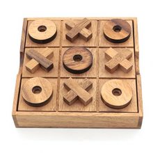BSIRI TicTacToe Wooden Board Games Noughts and Crosses Family Brain Teaser Puzzle Coffee Table