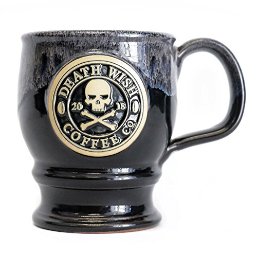 2018 Edition Collectible Death Wish Coffee Ceramic Mug - Black with Grey Glaze - Handmade in the U.S.A - 14 Ounce