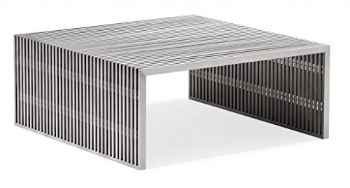 Modern Contemporary Living Room Square Coffee Table, Silver Brushed Stainless Steel.  Overall Product Dimensions : 39 x 38 x 16, Weight (LBS): 103.4 Product Finish: Brushed Stainless Steel. 