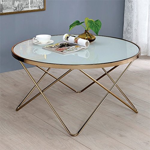 ACME Furniture Acme Valora Coffee Table, Frosted Glass