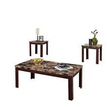 Acme Furniture ACME Finely Light Brown Faux Marble Coffee End Table Set