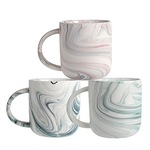 Ceramic Marbled Mug Set of 3, 16-Ounce Coffee Mug set, Assorted Colors