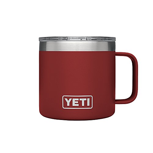 YETI Rambler 14 oz Stainless Steel Vacuum Insulated Mug with Lid, Brick Red