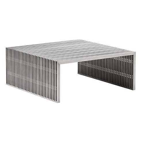 Zuo Novel Square Coffee Table, Brushed Stainless Steel