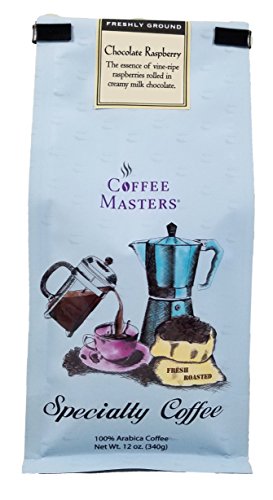 Coffee Masters Flavored Coffee, Chocolate Raspberry, Ground, 12-Ounce Bags (Pack of 4)