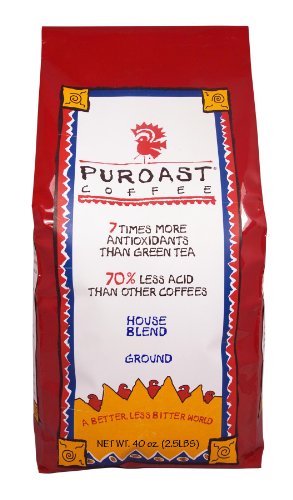 Puroast Low Acid Coffee House Blend Drip Grind, 2.5-Pound Bag