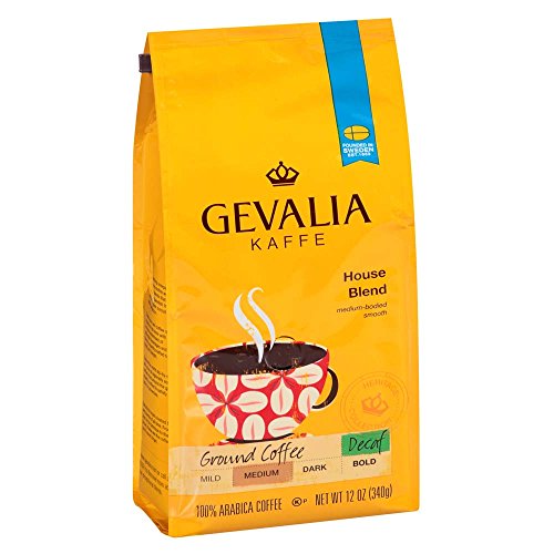 Gevalia House Blend Decaf Coffee, Medium Roast, Ground, 12 Ounce Bag