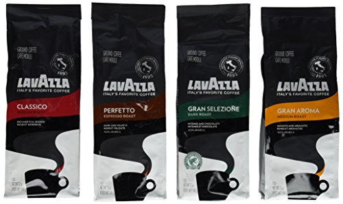 Lavazza Classico, Gran Aroma, Gran Selezione & Perfetto Ground Coffee (Pack of 4)