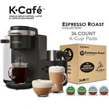 Keurig K-Cafe Single Serve Coffee Maker, Latte and Cappuccino Maker and Espresso Roast K-Cup Pods Variety Pack Single Serve K-Cup Pods, 24 Count