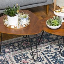 WE Furniture Hairpin Leg Wood Nesting Coffee Table Set - Walnut