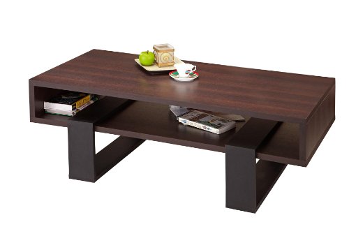 HOMES: Inside + Out ioHOMES Monroe Rectangular Coffee Table, Walnut and Black