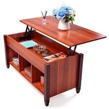 LAZYMOON Lift Top Coffee Table Laptop Desk Storage Compartment Solid Wood Home Furniture