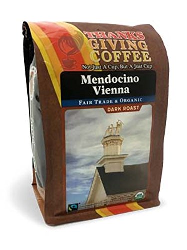 Thanksgiving Coffee "Mendocino Vienna" Dark Roasted Fair Trade Organic Shade Grown Whole Bean Coffee - 12 Ounce Bag