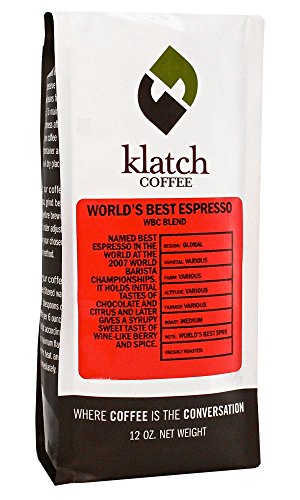 Klatch Coffee "WBC World's Best Espresso Coffee" Medium Roasted Whole Bean Coffee - 12 Ounce Bag