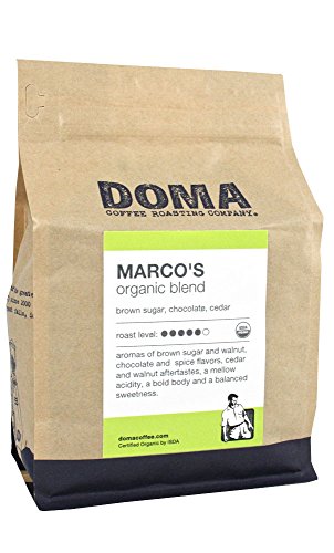 Doma Coffee"Marco's Organic Blend - Espresso" Dark Roasted Fair Trade Organic Whole Bean Coffee - 2 Pound Bag