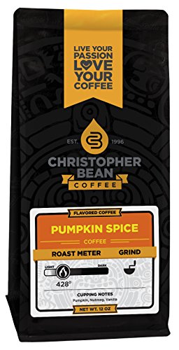 Christopher Bean Coffee Flavored Whole Bean Coffee, Pumpkin Spice, 12 Ounce