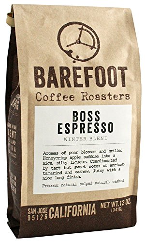 Barefoot Coffee "The Boss Espresso" Medium Roasted Whole Bean Coffee - 12 Ounce Bag