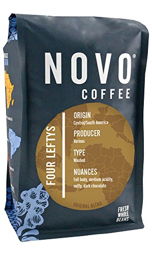 Novo Coffee "Four Leftys" Medium Roasted Shade Grown Whole Bean Coffee - 12 Ounce Bag