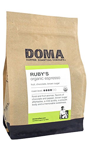 Doma Coffee"Ruby's Organic Espresso" Medium Roasted Fair Trade Organic Whole Bean Coffee - 2 Pound Bag