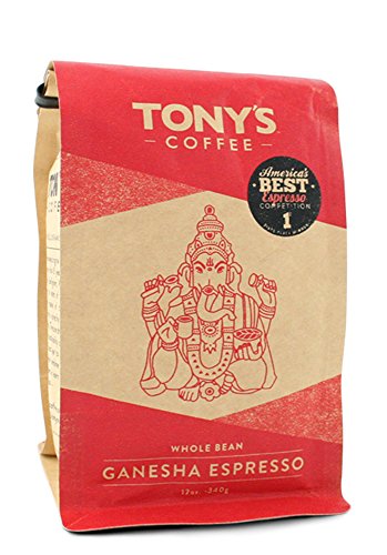 Tony's Coffee"Ganesha Espresso" Medium Roasted Whole Bean Coffee - 12 Ounce Bag