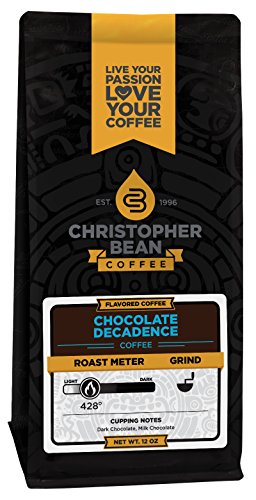 Christopher Bean Coffee Flavored Decaffeinated Ground Coffee, Chocolate Decadence, 12 Ounce