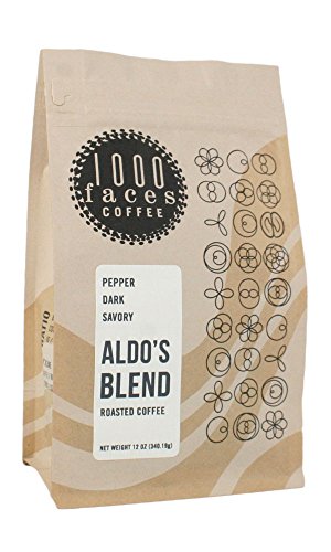 1000Faces Coffee "Aldo's Blend" Medium Roasted Whole Bean Coffee - 12 Ounce Bag