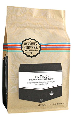 Olympia Coffee "Big Truck Organic Espresso" Medium Roasted Fair Trade Organic Shade Grown Whole Bean Coffee - 12 Ounce Bag